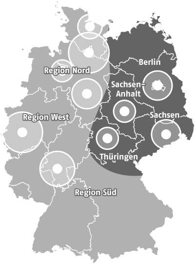 Deutschlandkarte Region Ost